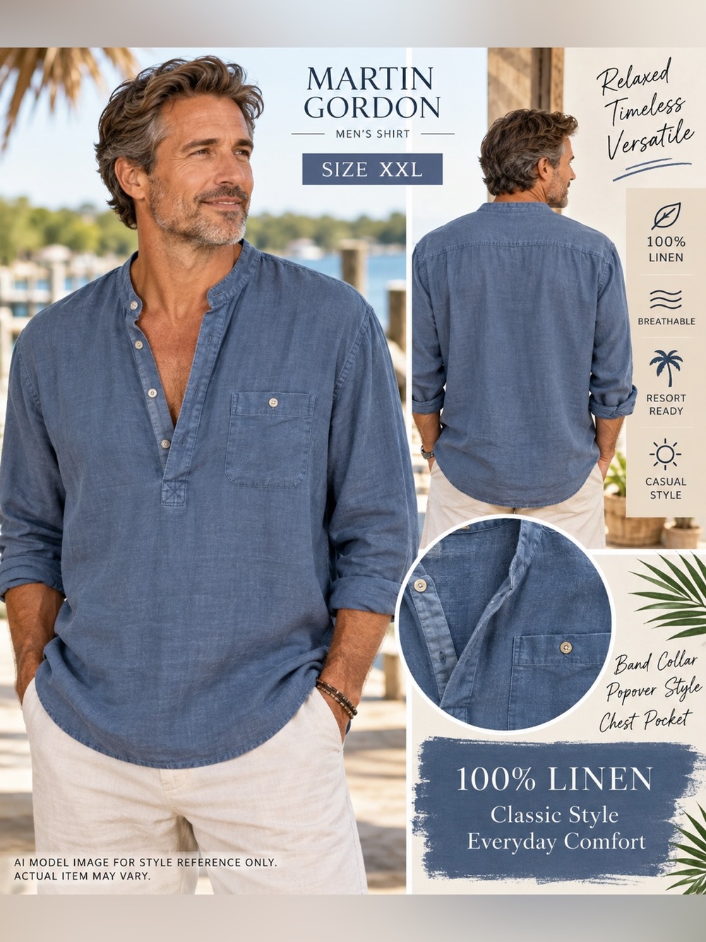 MARTIN GORDON 100% LINEN MEN’S SHIRT